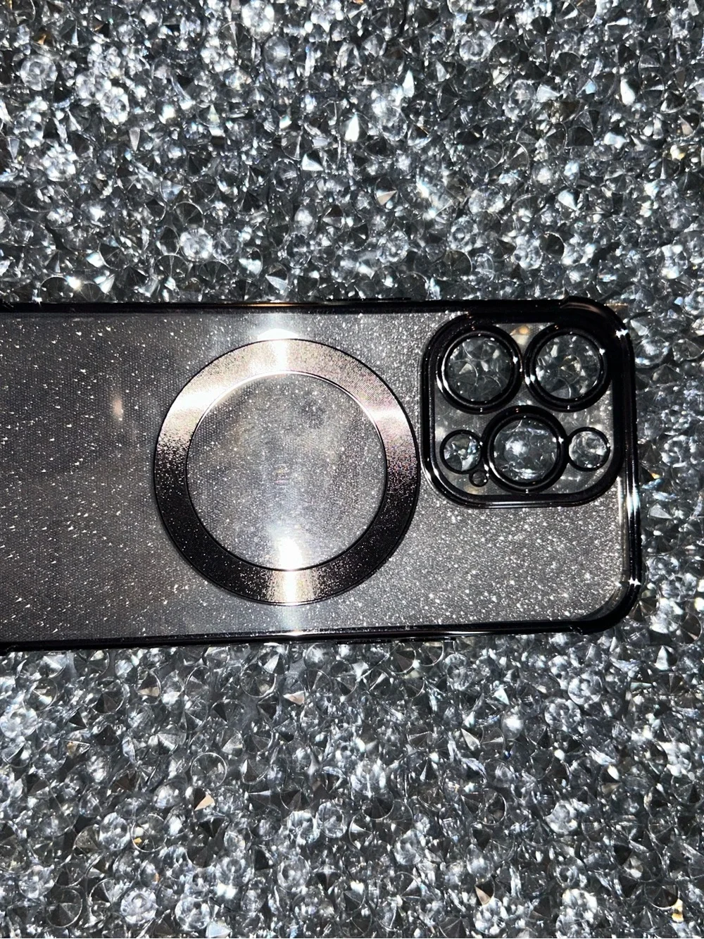 iPhone 15 pro Clear Glitter MagSafe Compatible Phone Case with Camera Ring